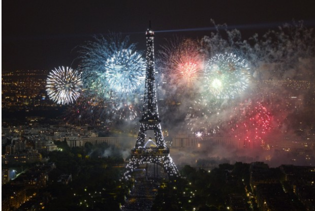 Fireworks over Eiffel Tower