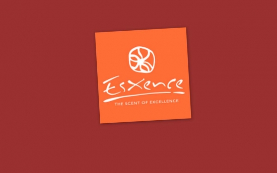 1. Esxence logo formatted in collage red ground